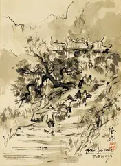 Pilgrims by Ran In-ting, Ink on paper, offered Apr 2004