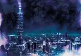 Lin Bao Ling, Nocturne in Blue and Purple  Ⅵ, 2013, Acrylic Ink on canvas