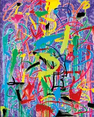 Dennis Hwang, Flower Market, 1994, Acrylic on canvas