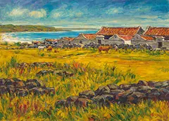 Lin Yao-sheng, Houses by the Sea, 1996, Oil on canvas