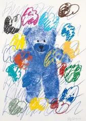 Fluff by Rhys Brown, 2023, Ink and oil pastel on paper, sold Dec 2023
