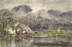 Ran In-ting, River Fishing, 1967, Watercolor on paper