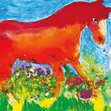Red Horse by Walasse Ting, 1988, Acrylic on canvas, sold Dec 2009