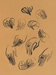 Study of Hands by Sanyu, c.1927, Ink on paper, sold Dec 2024