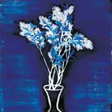 Sanyu, Vase of Flower with Blue Ground