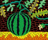 Watermelon by Yayoi Kusama, 1989, Acrylic on canvas, sold Dec 2014