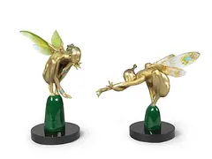 Peng Kuan-jun, Honeyed (left); Stretch (right), 2006, Bronze, glass, granite, edition no. 22/30 (Honeyed)<br />Bronze, glass, granite, edition no. 17/10 (Stretch)