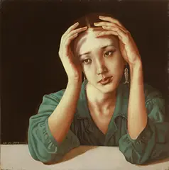 Lui Liu, Girl with Fish Earrings, 2001, Oil on panel