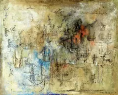 Zao Wou-ki, Oiseaux volent partout (Birds Fly Everywhere), 1952, Oil on canvas