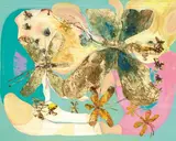 Taeko Maezawa, Chiuche and Cow, 2008, Acrylic, pastel, pencil, ink on panel