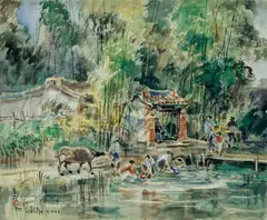 Ran In-ting, Countryside, 1958, Watercolor on paper