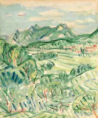 Landscape by Kuo Po-Chuan, 1943, Oil on paper, sold Jun 2012
