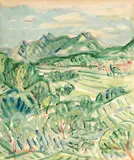 Kuo Po-Chuan, Landscape, 1943, Oil on paper