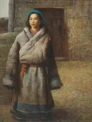 Luo Zhongli, Girl with Blue Turban, 1988, Oil on canvas