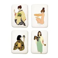 Ai Yamaguchi, Wakayama ; Sayounara ; Aoi Kagami ; Inorenai (a set of 4), 2001; 2002, Acrylic, cotton, blanket on panel