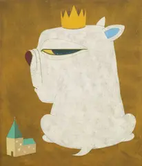 The Dog - Church by Han Choong-Seok, 2019, Acrylic on Korean cotton, sold Jun 2023