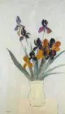 Bernard Cathelin, Iris au fond gris clair, 1990, Oil on canvas