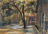 Rusong Xiao, Campus, Watercolor on paper
