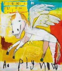 Nathan Paddison, Peg Arse Us Fly Inn's Cool, 2022, Acrylic, oil stick, charcoal, pencil and spray paint on canvas