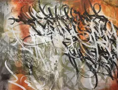 José Parla, Alphabet Layers, 2006, Mixed media on Dr. Romanelli patchwork leather
