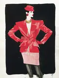 René Gruau, En tailleur rouge (A Model of Yves Saint Laurent house)