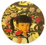 Mitsuru Watanabe, Yukiko with Camellia, 2001, Oil, gold leaf and tempera on canvas, mounted on board