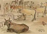 Shiy De-jinn, Cattle in a Farmyard