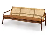 Hartmut Lohmeyer, Sofa, 1956, Teak, leather, cane