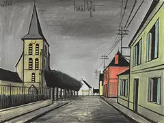 Bernard Buffet, Rue et Église, 1983, Oil on canvas