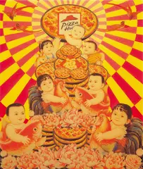 Luo Brothers, Welcome Famous Brand of the World- Pizza Hut (a set of 2), 2007, Mixed media on board