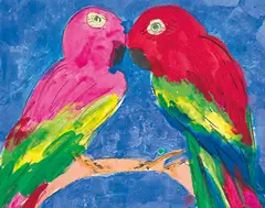 Parrots by Walasse Ting, Acrylic on paper, sold May 2016