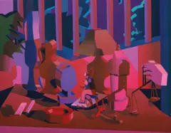 Domestic Landscape by Jonathan Chapline, 2017, Acrylic and flashe on panel, sold Dec 2021