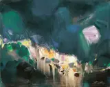 Fe Nocturne by Chu Teh-chun, 1999, Oil on canvas, sold Jun 2006