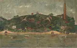 Tan Teng-pho, Scenery of the West Lake Baoshi Mountain, 1928, Oil on canvas