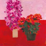 Bernard Cathelin, Bougainvilliea et begonia à la Table Rouge, 1998, Oil on canvas