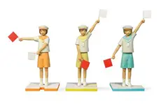 Ai Haibara, Flag Signaling HELLO H, E & L (a set of 3), 2022, Acrylic, wood