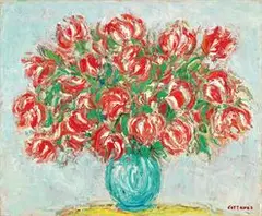 André Cottavoz, Tulipes rouges et blanches, 1998, Oil on canvas