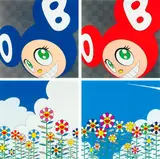 Takashi Murakami, And Then (Blue); And Then (Red); Flower 2; Flower 1 (a set of 4)