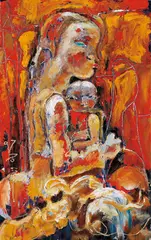 Shi Hu, Mother and Child – I, 1997, Oil on canvas