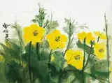 Shiy De-jinn, Luffa Flowers, 1977, Watercolor on paper