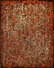 Calligraphic Variations by George Chann, 1960-1969, Oil on canvas, collage, sold Jun 2012