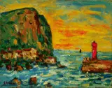 Sanlang Yang, Lighthouse, Penghou, Oil on canvas