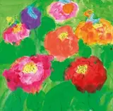 Walasse Ting, Flowers with Butterflies, Acrylic on paper, mounted on canvas