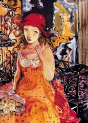 Evening Banquet & Pop Concert (a set of 2) by Xia Junna, 2001, Oil on paperboard, sold Jun 2008