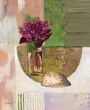 René Genis, Cyclamens et coquillage, 2003, Oil on canvas