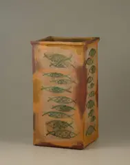 Yu Hsiao-hao, Gray-glazed Vase With Fish Patterns Decoration, 1993, Ceramics