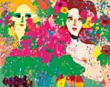We Waiting for You to Go to Restaurant by Walasse Ting, 1985, Acrylic on canvas, sold May 2011