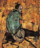 Xue Song, Laozi Riding a Donkey (Antique), 2006, Mixed media on canvas