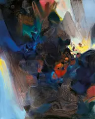 Chu Teh-chun, Rime bleue (Rhyme in Blue), 1997, Oil on canvas