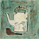 Xu Na, Teapot and Pipe (double-sided), Oil on board